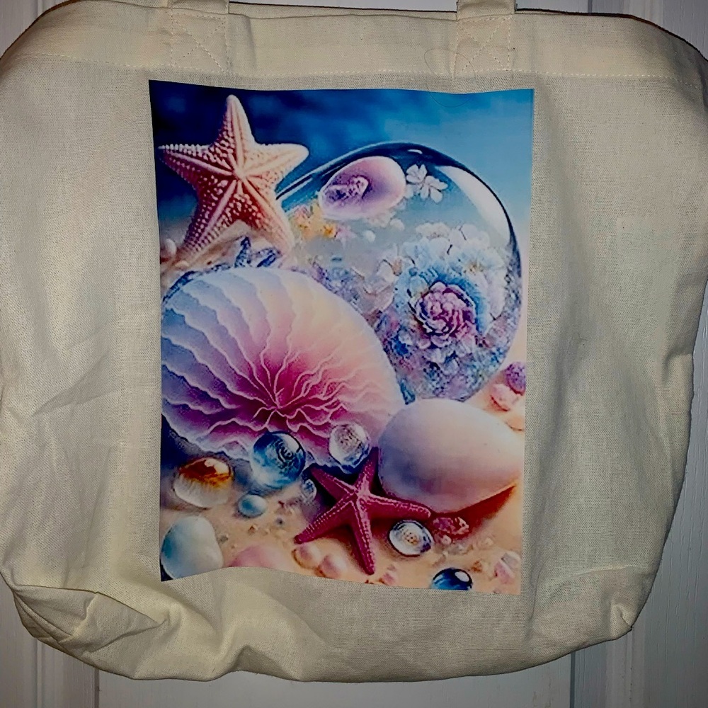 Beach Themed Canvas Tote Bag